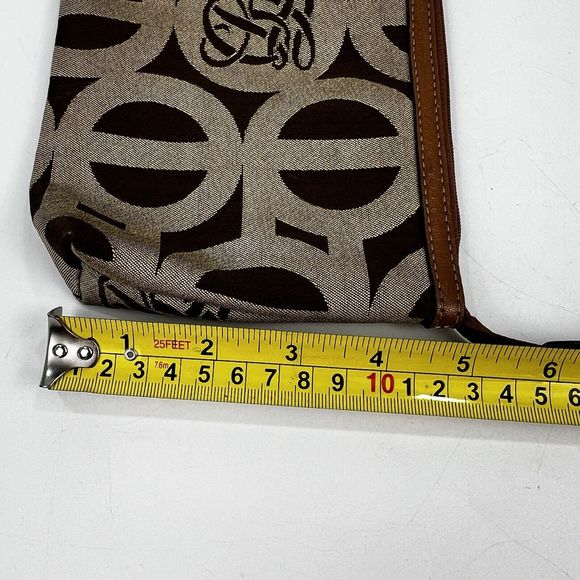 Louis Quatorze Mini Handbag Monogram Logo Tan Leather Trim Baguette Purse‎ - Picture 7 of 9